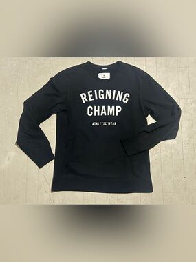 Reigning Champ Black Crewneck Sweatshirt with White Logo